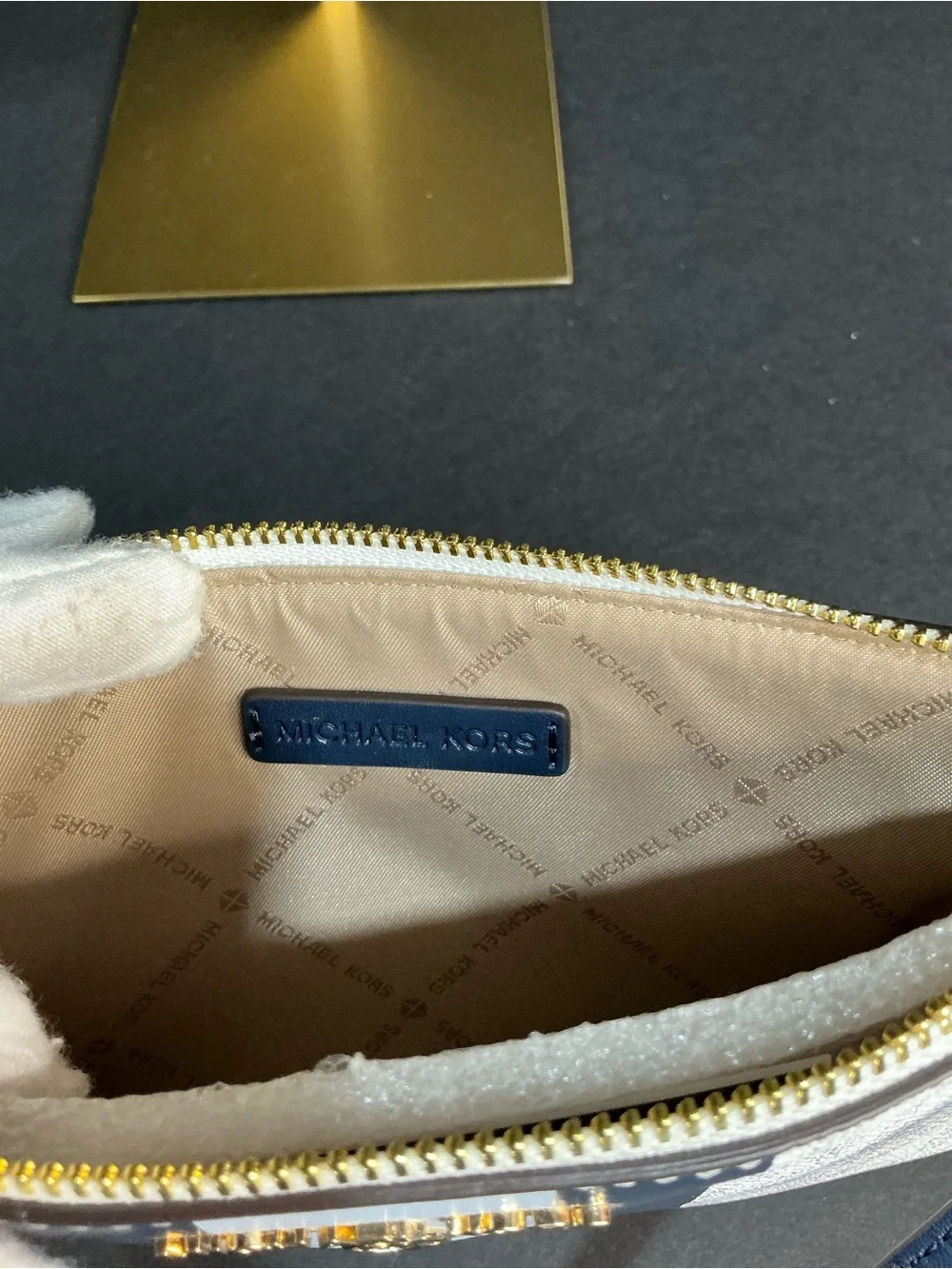 Michael Kors Navy and Light Blue Stripe Signature Wristlet